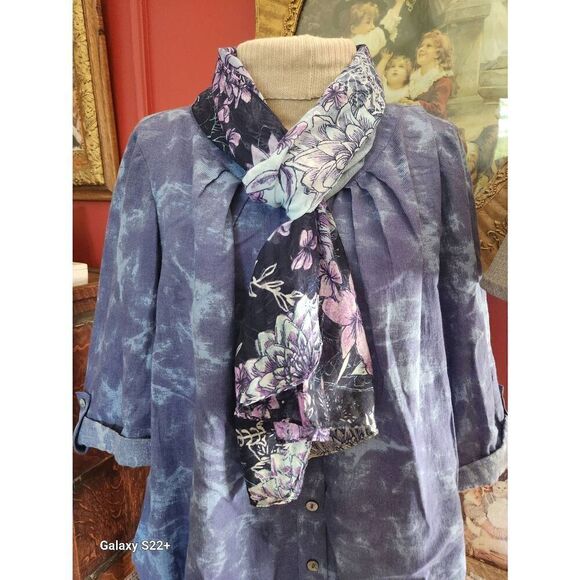 Scarf in Blues and Purples 70×13" - Picture 7 of 11